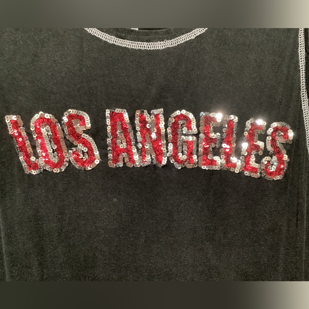POL Black Los Angeles Muscle Tee with Sequin Lettering - Picture 6 of 6